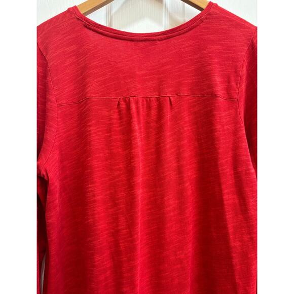 J. Jill Women M Red Cotton Tunic L/S Faux Pockets Casual Career Minimalist - Picture 7 of 9